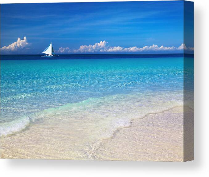 Landscape Canvas Print featuring the photograph Tropical Beach, Boracay Island by DPK-Photo