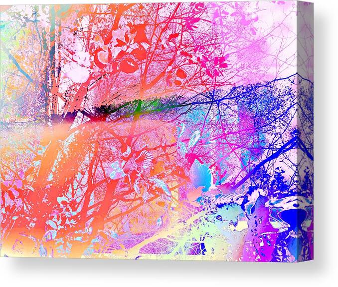 Abstract Canvas Print featuring the photograph Under the trees colourful by Itsonlythemoon