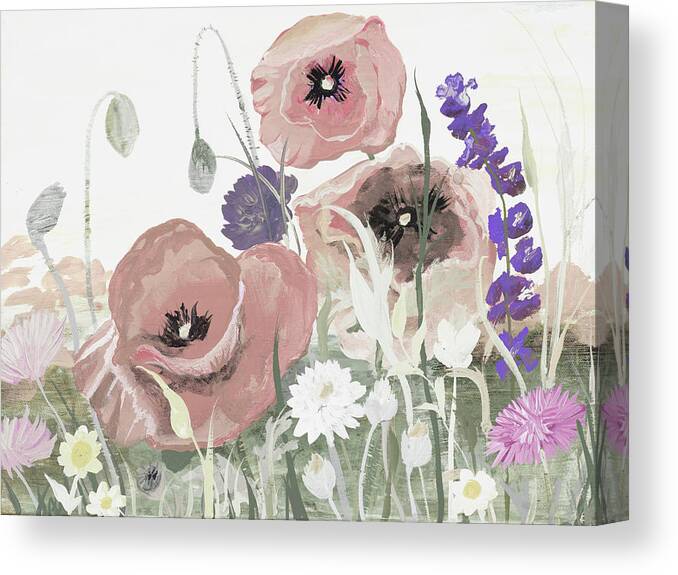 Victory Canvas Print featuring the painting Victory Pink Poppies I by Robin Maria