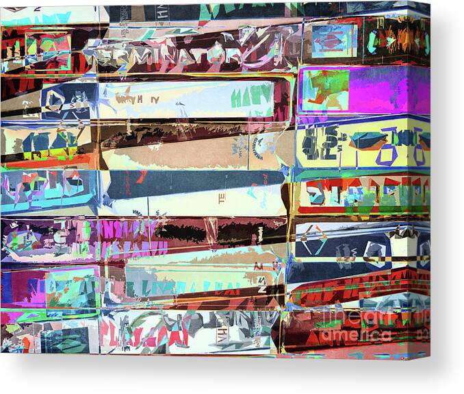Video Cassettes Canvas Print featuring the digital art Video Tapes Abstract by Phil Perkins