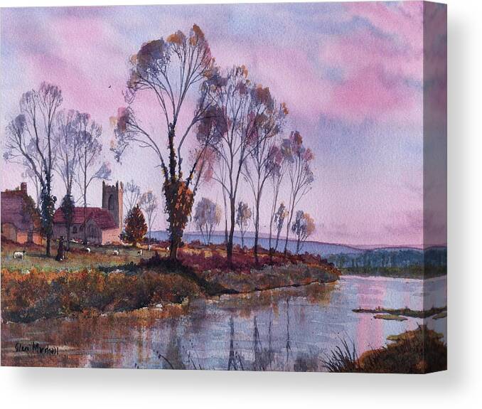 Glenn Marshall Canvas Print featuring the painting Waiting for Sunset by Glenn Marshall