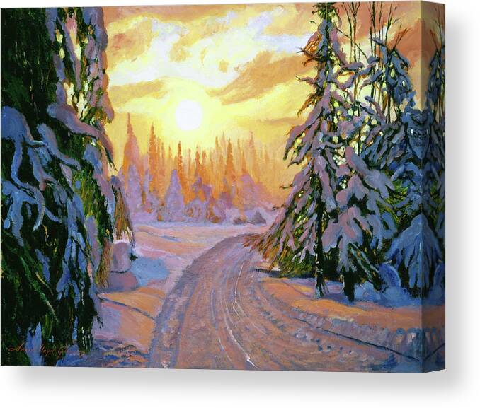Landscape Canvas Print featuring the painting Walking Home For Christmas by David Lloyd Glover