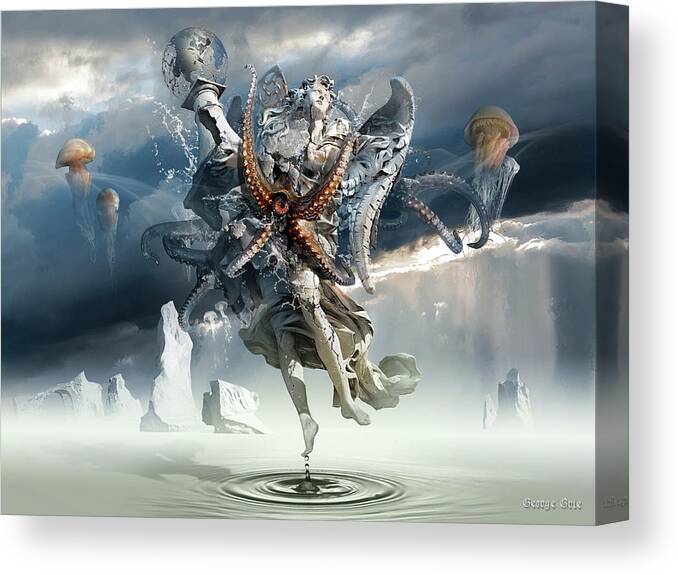 Imagination Canvas Print featuring the digital art Walking on Water or Correlation of Dreams and Reality by George Grie