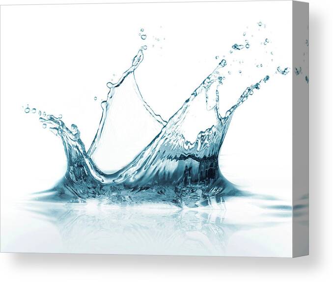 White Background Canvas Print featuring the photograph Water Splash by Antonios Mitsopoulos