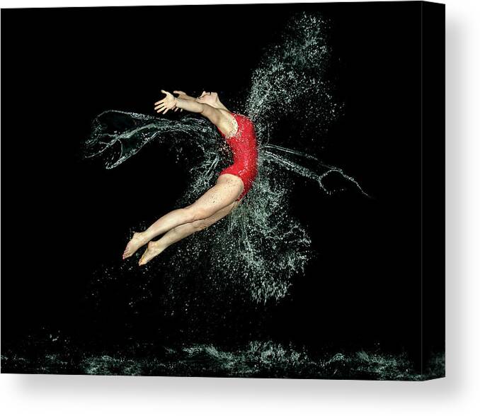 Swimmer Canvas Print featuring the photograph Water Star Burst by Pauline Pentony Ma