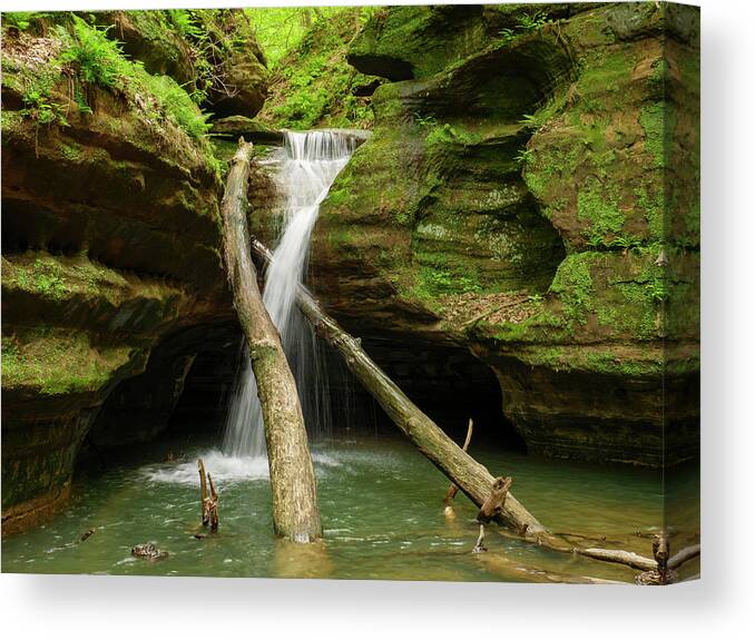 Illinois Canvas Print featuring the photograph Waterfall, Kaskaskia Canyon. by Todd Bannor