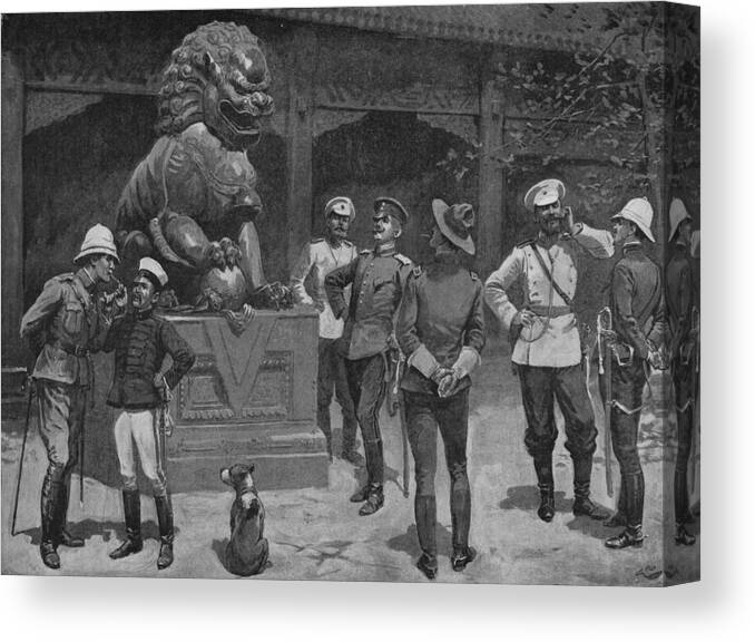 Chinese Culture Canvas Print featuring the photograph Westerners At The Gates by Hulton Archive