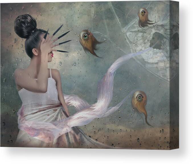 Photomanipulation Canvas Print featuring the photograph Whammy by Nataliorion