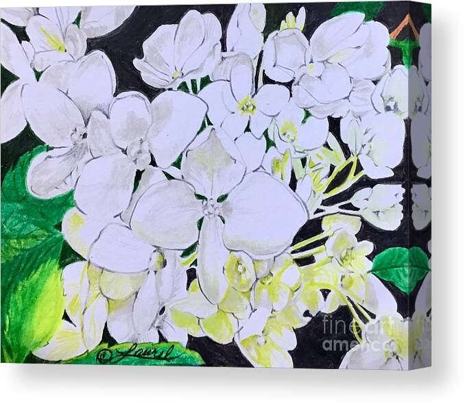 Floral Abstract Canvas Print featuring the painting White Pom Poms by Laurel Adams