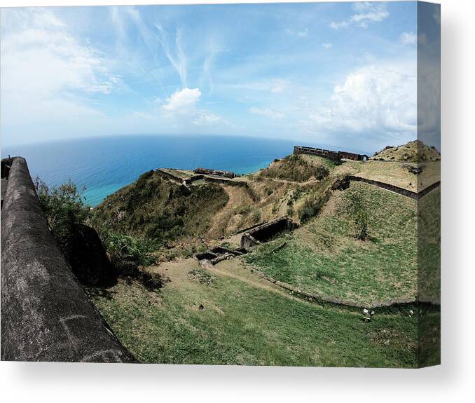 St Kitts Canvas Print featuring the photograph Wide Angle View Of St Kitts From Brimstone Hill by Cavan Images