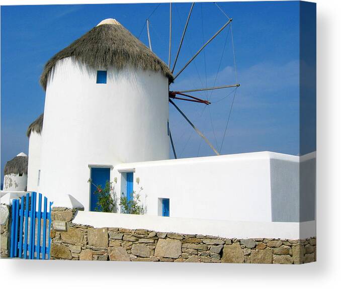 Windmill Canvas Print featuring the photograph Windmill with a Blue Gate by Keiko Richter