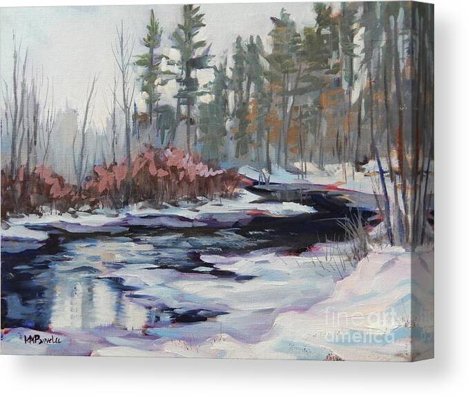 River Canvas Print featuring the painting Winter Curve by K M Pawelec