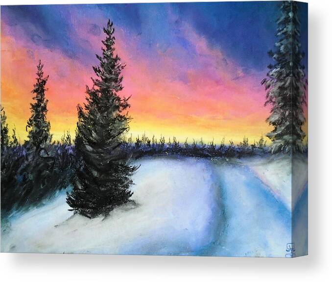 Winter Canvas Print featuring the drawing Winter's escape by Jen Shearer