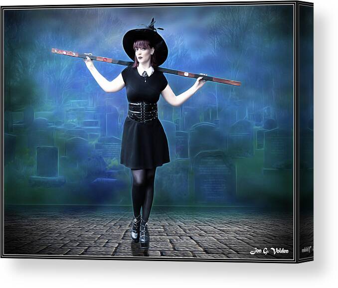 Witch Canvas Print featuring the photograph Witching Past A Graveyard by Jon Volden