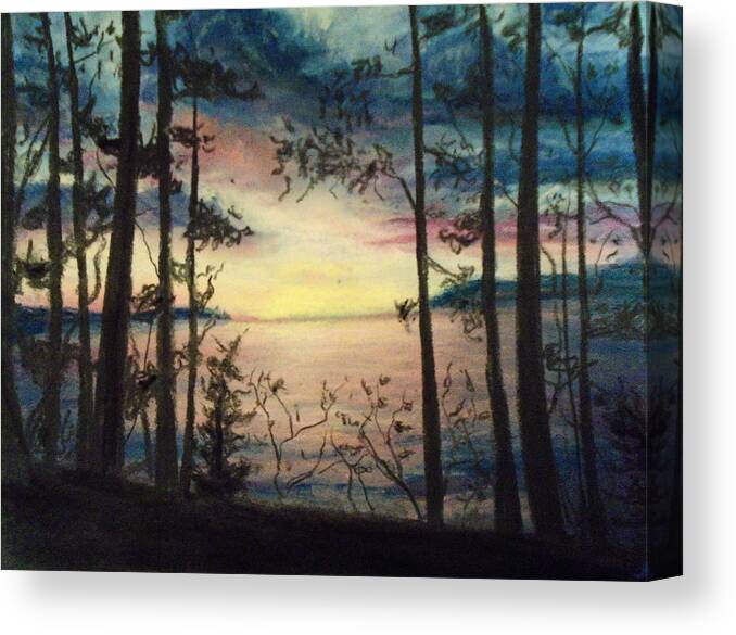 Sunset Canvas Print featuring the painting Wood Rush by Jen Shearer