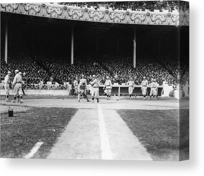 People Canvas Print featuring the photograph World Series Boston Red Sox V New York by Fpg