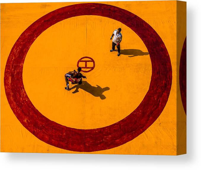 #life Canvas Print featuring the photograph Wrestle In Circle Of Yellow by Amit Paul