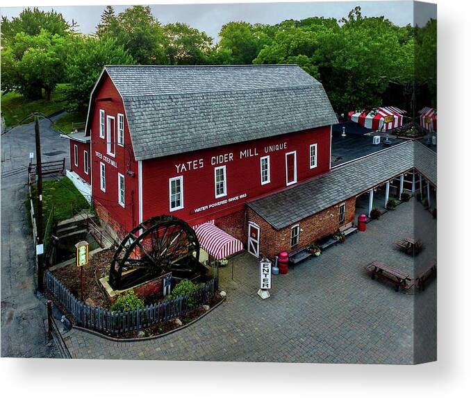 Rochester Canvas Print featuring the digital art Yates Cider Mill DJI_0056 by Michael Thomas