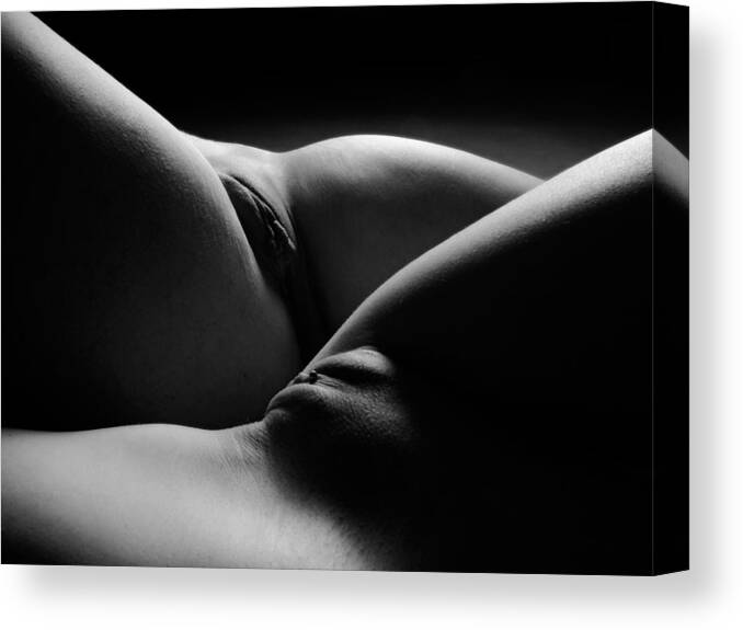 Two Women Canvas Print featuring the photograph 0876 Black White Abstract Art Nude Two Women by Chris Maher