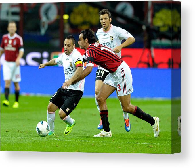 Sports Ball Canvas Print featuring the photograph AC Milan v US Citta di Palermo - Serie A #1 by Claudio Villa