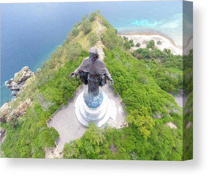 Travel Canvas Print featuring the photograph Cristo Rei of Dili statue of Jesus by Brthrjhn2099