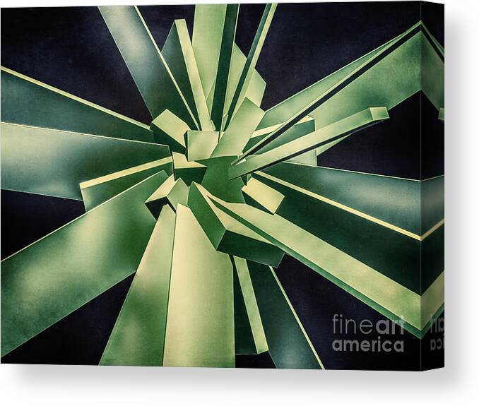 Green Canvas Print featuring the digital art Geometric Cluster #1 by Phil Perkins