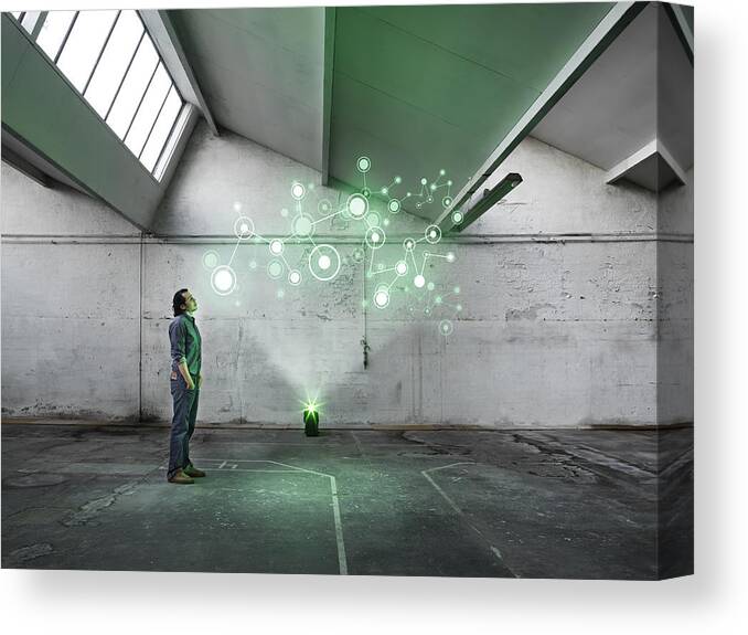 Copenhagen Canvas Print featuring the photograph Hologram in warehouse #1 by Henrik Sorensen