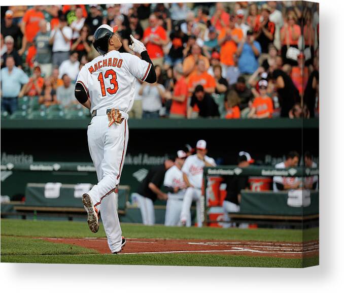 People Canvas Print featuring the photograph Manny Machado by Rob Carr