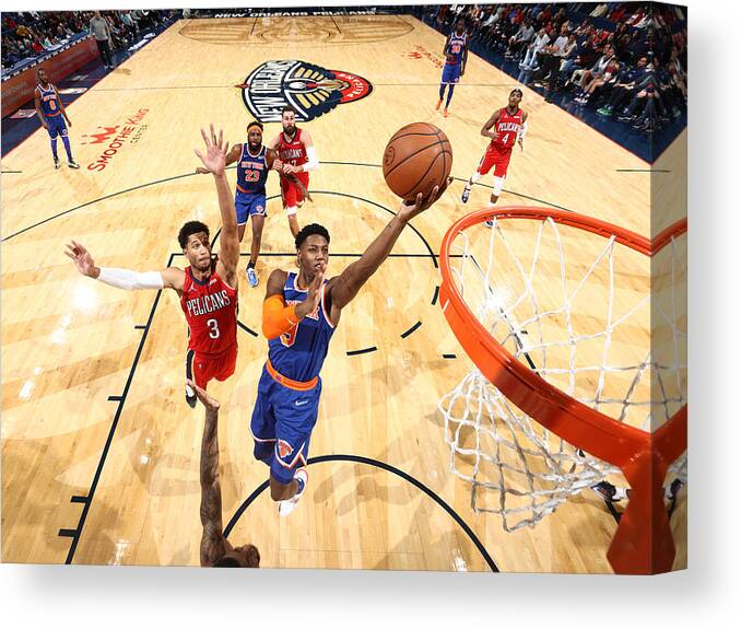 Smoothie King Center Canvas Print featuring the photograph New York Knicks v New Orleans Pelicans by Ned Dishman