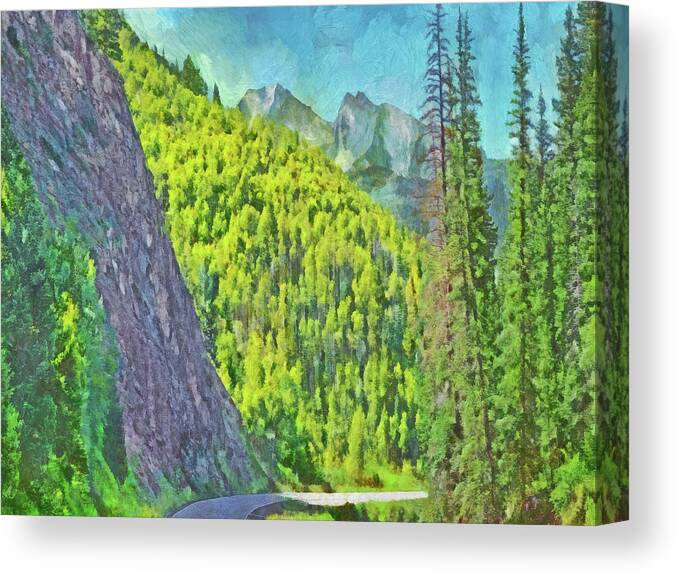 Open Road Canvas Print featuring the digital art Open Road in the Colorado Rocky Mountains #1 by Digital Photographic Arts