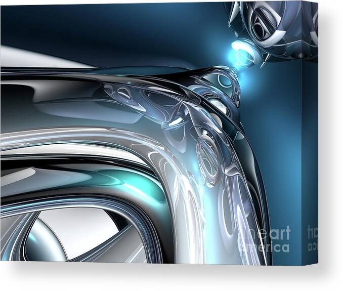 Abstract Canvas Print featuring the digital art Reflections of Blue #1 by Phil Perkins