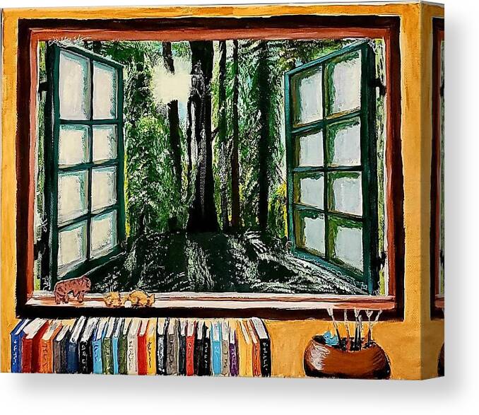 Window Canvas Print featuring the painting Room with a View by Amy Kuenzie