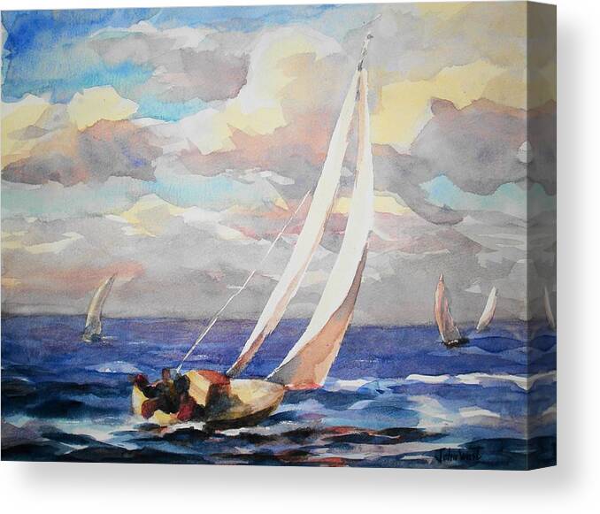 Sail Boat Canvas Print featuring the painting Sailing by John West