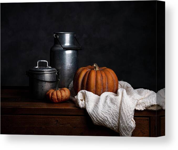 Still Life Canvas Print featuring the photograph Still Life with Pumpkin #1 by Nailia Schwarz