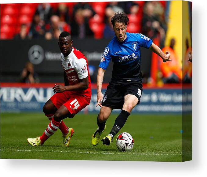People Canvas Print featuring the photograph Charlton Athletic v AFC Bournemouth - Sky Bet Championship #10 by Steve Bardens