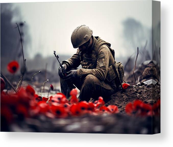 Lest We Forget Canvas Print featuring the mixed media Lest We Forget #10 by Stephen Smith Galleries