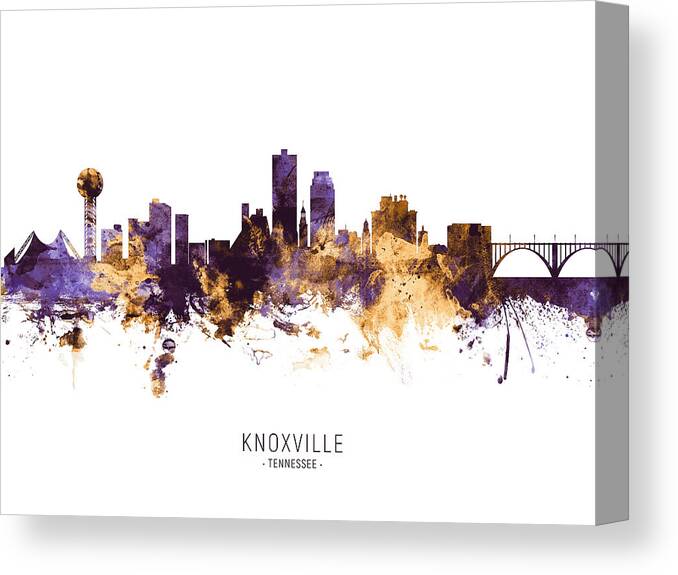 Knoxville Canvas Print featuring the digital art Knoxville Tennessee Skyline #13 by Michael Tompsett