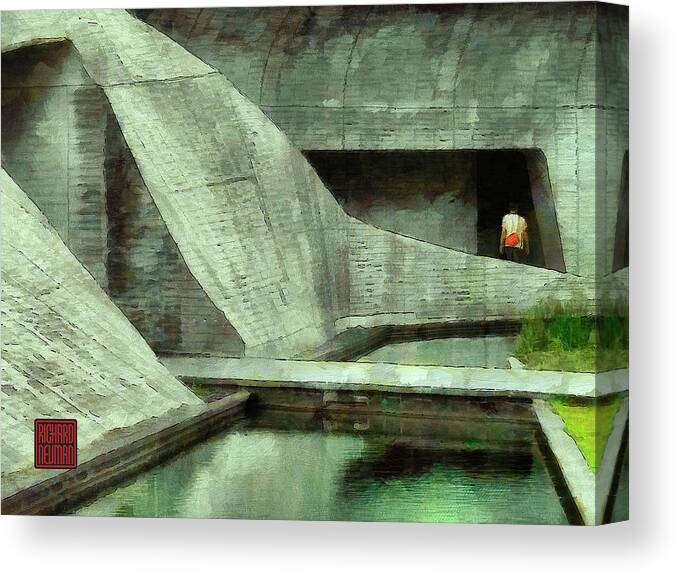 Abstract Canvas Print featuring the mixed media 130 Pond Entrance, Xiangshan Visitor Center, Sun Moon Lake, Taiwan by Richard Neuman Architectural Gifts