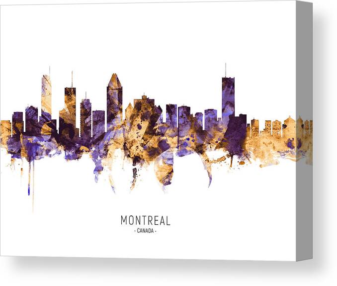 Montreal Canvas Print featuring the digital art Montreal Canada Skyline #16 by Michael Tompsett