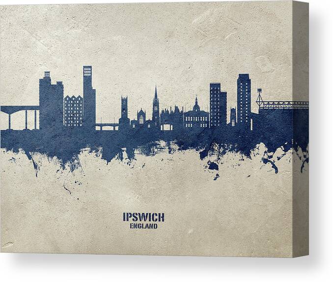 Ipswich Canvas Print featuring the digital art Ipswich England Skyline #17 by Michael Tompsett