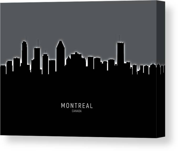 Montreal Canvas Print featuring the digital art Montreal Canada Skyline #17 by Michael Tompsett