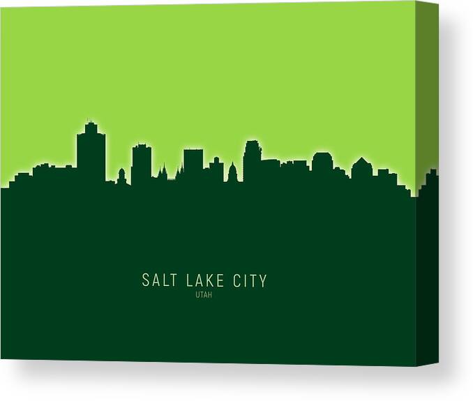 Salt Lake City Canvas Print featuring the digital art Salt Lake City Utah Skyline #18 by Michael Tompsett