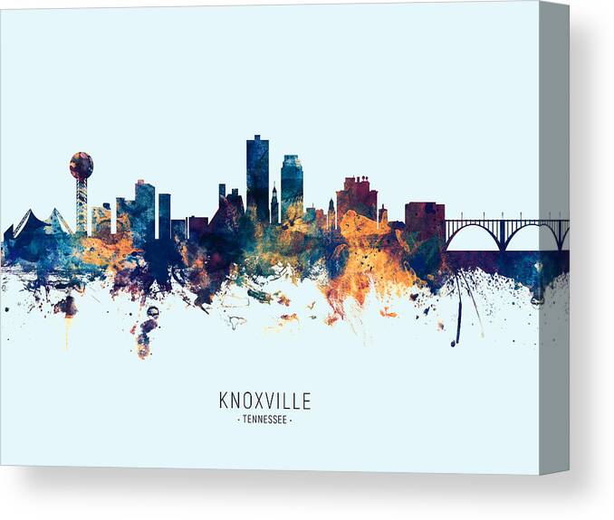 Knoxville Canvas Print featuring the digital art Knoxville Tennessee Skyline #19 by Michael Tompsett