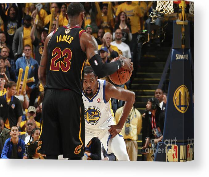 Playoffs Canvas Print featuring the photograph Kevin Durant and Lebron James by Nathaniel S. Butler