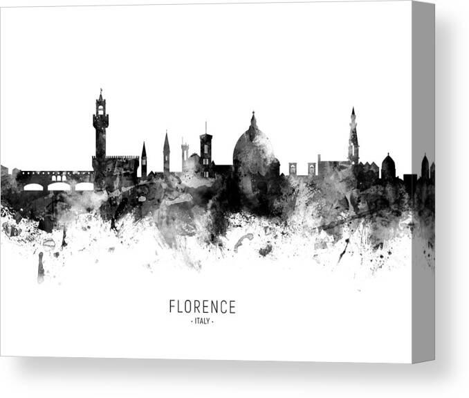Florence Canvas Print featuring the digital art Florence Italy Skyline #20 by Michael Tompsett