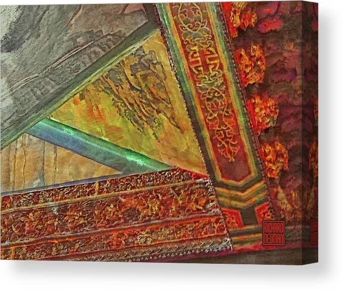 Architecture Canvas Print featuring the mixed media 201 Ceiling Decoration Detail, Jade Palace Temple, Pingtung, Taiwan by Richard Neuman Architectural Gifts