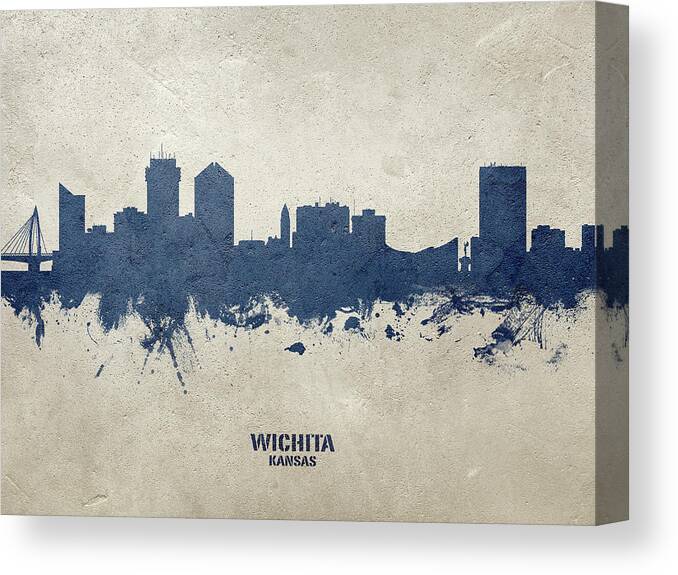 Wichita Canvas Print featuring the digital art Wichita Kansas Skyline by Michael Tompsett