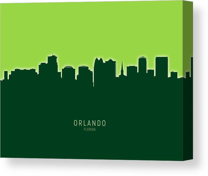 Orlando Canvas Print featuring the digital art Orlando Florida Skyline #24 by Michael Tompsett
