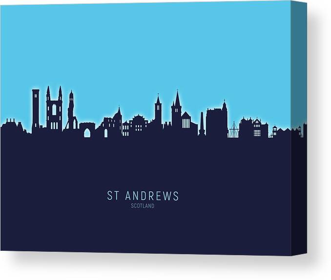 St Andrews Canvas Print featuring the digital art St Andrews Scotland Skyline #25 by Michael Tompsett