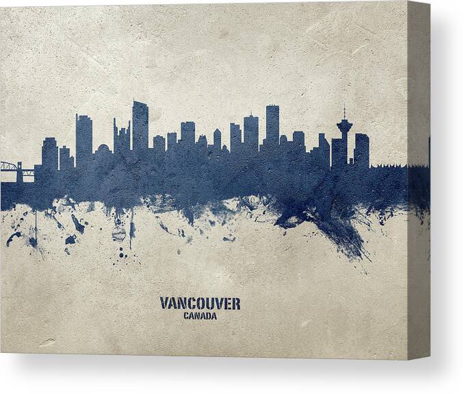 Vancouver Canvas Print featuring the digital art Vancouver Canada Skyline #26 by Michael Tompsett